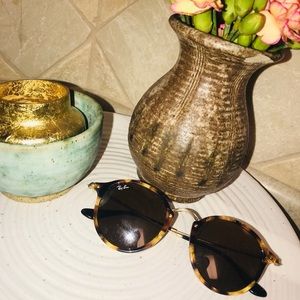 Rayban round fleck tortious and gold sunglasses